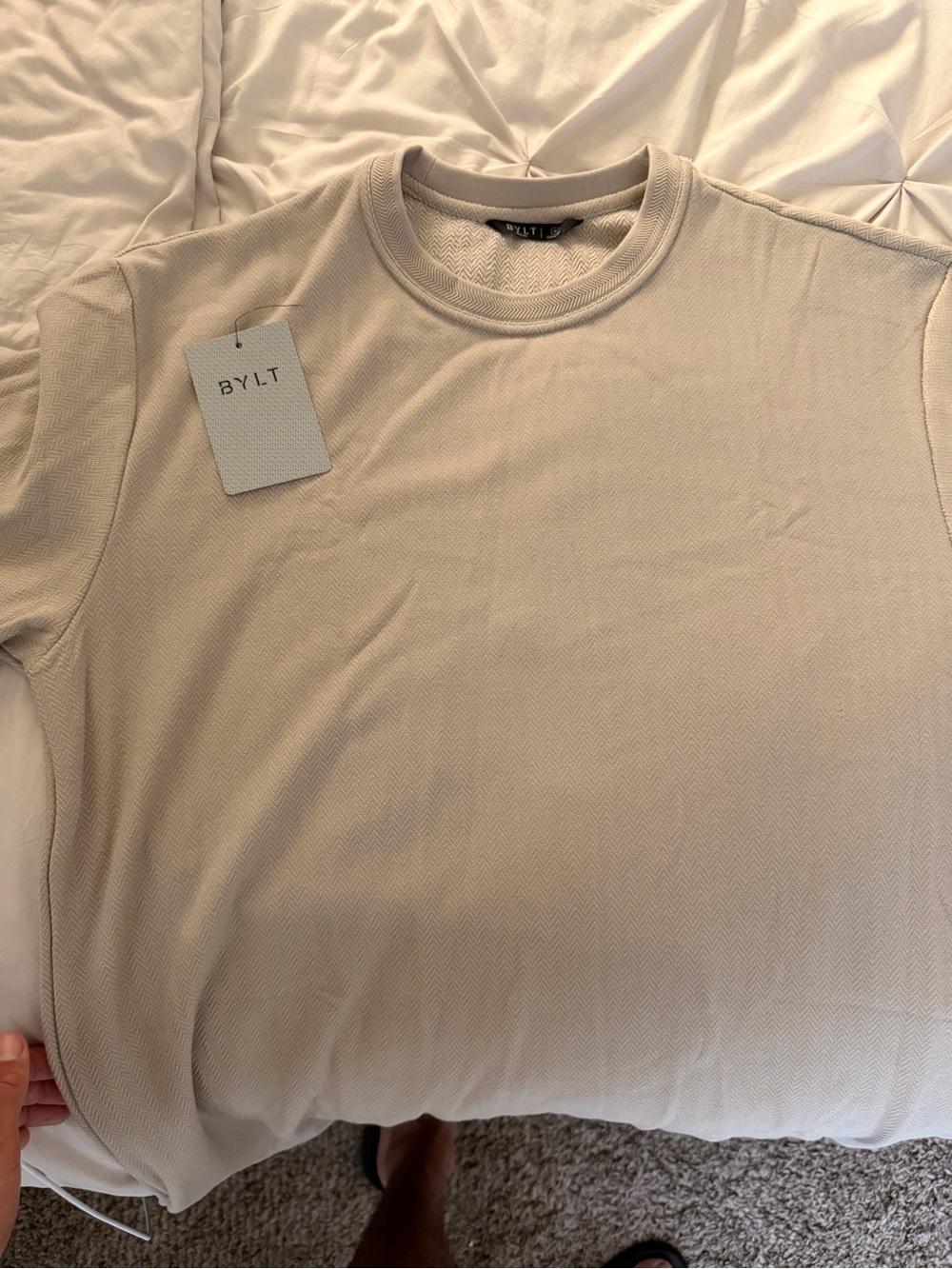 BYLT Men’s Crew Neck Shirt in Light Beige